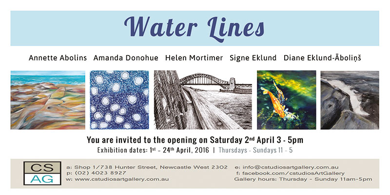 Water Lines exhibition invite Newcastle